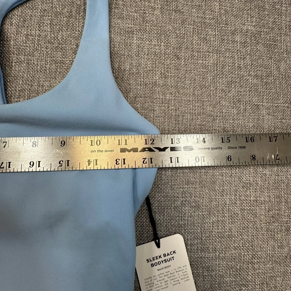 Alo Yoga Sleek Back Bodysuit Womens Size XXS Tile Blue T-Back Thong Stretch NEW‎